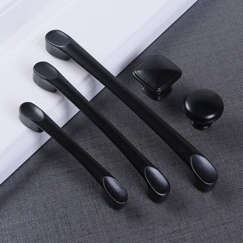 Aluminum Black Handles for Furniture Cabinet Knobs and Handles Kitchen Handles Drawer Knobs Cabinet Pulls Cupboard Handles Knobs