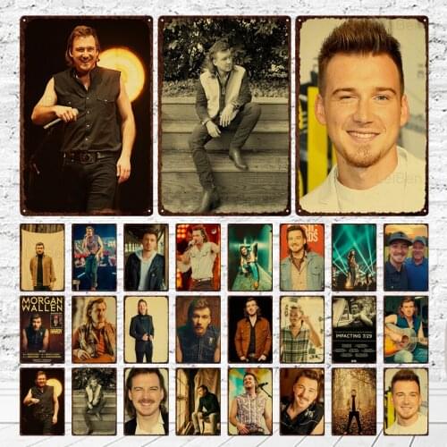 American Country Singer Morgan Wallen Metal Sign Retro Portrait Poster Vintage Plaque Interior Decoration Bar Club Wall Sticker