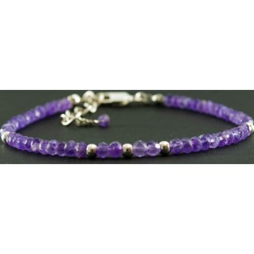 Amethyst Bracelet with gold filled bead, Purple gemstone 14K Gold Filled Jewelry for Women, hand Made in TURKEY