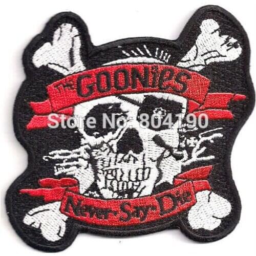 3.5" GOONIES Never Say Die TV Movie Series Baseball Cap Iron On Sew On Patch Badge costume emblem scrapbooking accessories