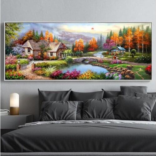 Large Size Diamond Embroidery House 5D Diamond Painting Full Square Drill Fantasy Life Mosaic Village Landscape Wall Art DM2060