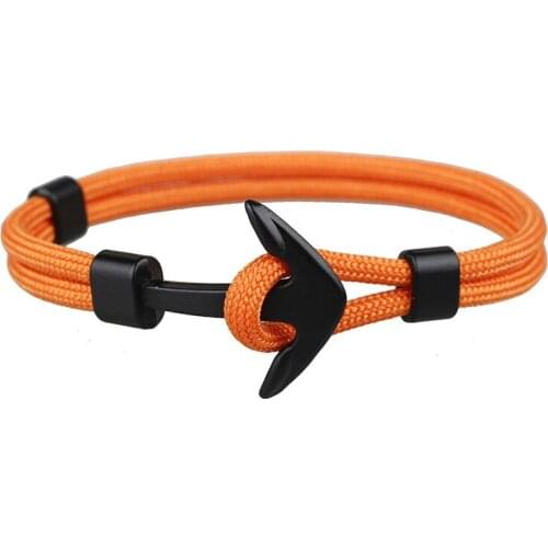 Black Orange color Anchor Bracelet Rope Chain Bracelet for Women Men Navy Style Gifts