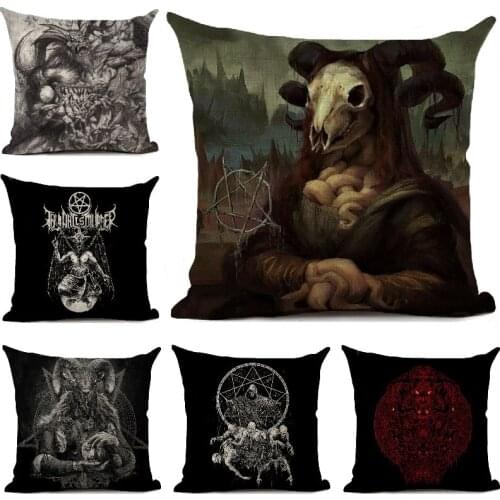 Darkrai Dark Devil Cushion Cover Horror Satan Goat Printed Sofa Decor Throw Pillows Living Room Halloween Decorative Pillowcase
