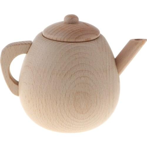 Wooden Kitchen Toys - Fun Kids Girls Pretend Play Game Cooking Baking Cookware/ Tableware Educational Game - Large Tea Pot