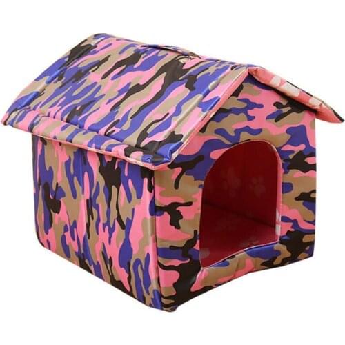 Dog Cat House Foldable Outdoor Stray Cat Warm House Pet Villa House Foldable And Washable-camouflage Printed Pet product