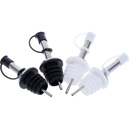 Stainless Steel Wine Cork Pourer, Bottle Stopper Wine Cork Spout Dispenser With Silver Black Oil Bottle Cork