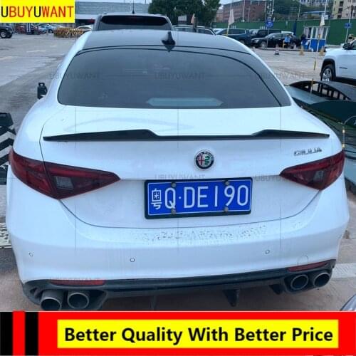 EPFBSQP Carbon Fiber / FRP Rear Spoiler Trunk Boot Lip Wing Spoiler For Alfa Romeo Giulia Sedan Quadrifoglio Verde 2015-2021