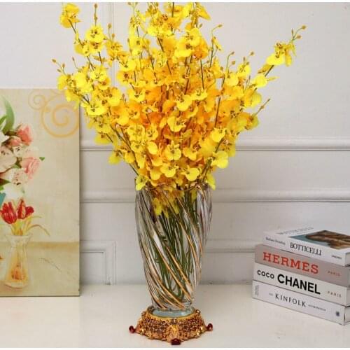 European creative enamel crystal glass tabletop vase light luxury fashion home decoration accessories elegant simple ornament