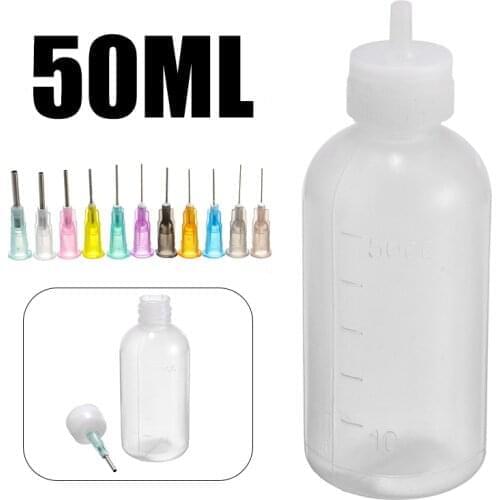 2pcs 50ml Needle Tip Dispenser Bottle Solder Liquid Flux Dispensing Tool+ 22 Needles for Precise Drops of Flux Solder Mask