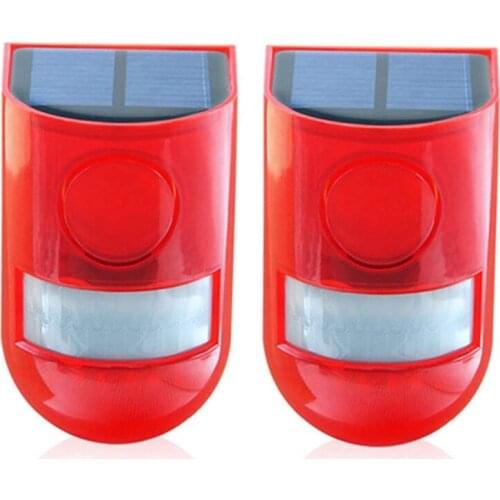Hot 2 Pcs Solar Light Rechargeable Waterproof LED Sound Alarm Garden with Motion Sensor, Outdoor Flash for Home Use