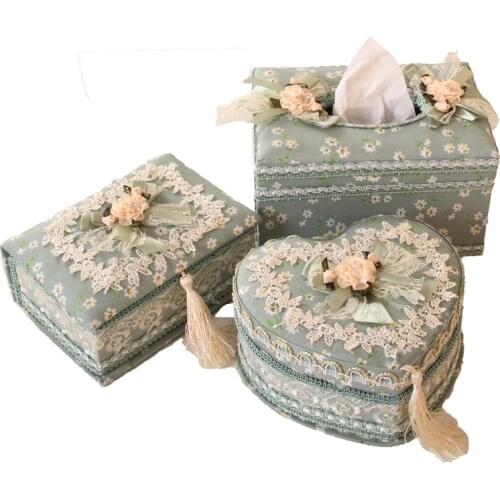 Living Room Idyllic European Fabric Paper Extraction Box Tissue Box Glove Box Cute Jewelry Box Storage Box Sewing Kit