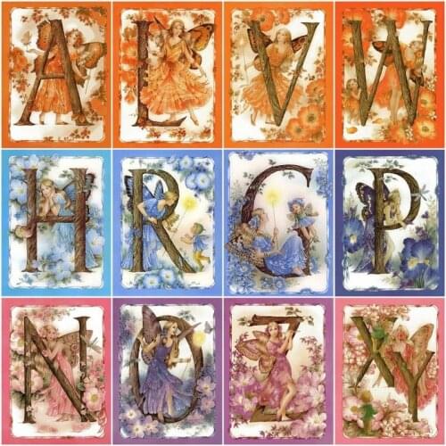 DIY Oil Painting English Letters with Angel Pictures By Numbers Kits Drawing Canvas Handpainted Flowers Chrismas Home Decoration