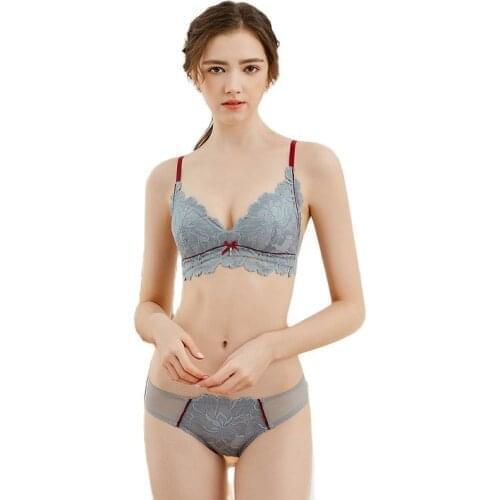 Small breasts gathered without rims bra set thin lace sexy underwear