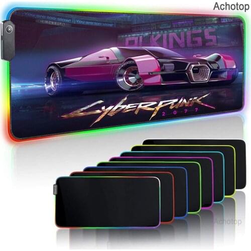 Cyberpunks RGB Mouse Pad Gaming Accessories Large Mousepad Backlit XXL Mouse Pad LED Anime Gamer Computer Mause Carpet Desk Mat