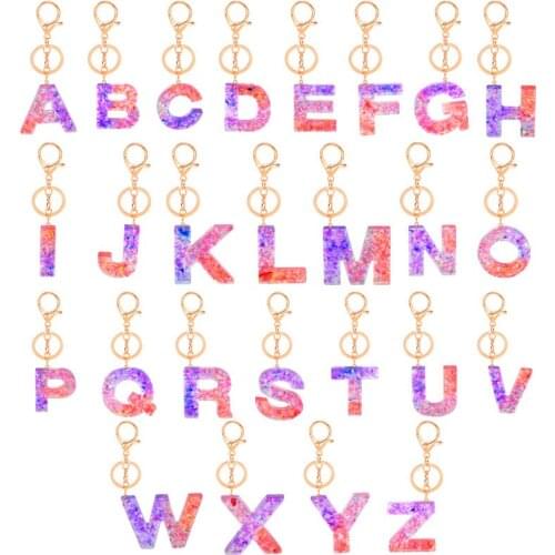 Creative Acrylic Keychain 26 Initials Letter Pendant Key Chain Sequins Keyrings Car Bag Pendant Key Ring Simple Cute Party Gift