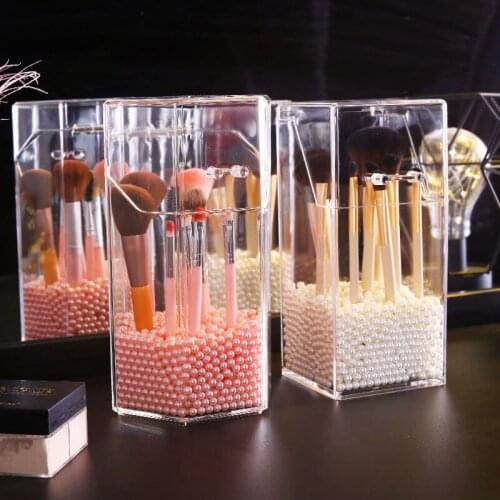 Crystal Plastic Makeup Organizer Storage Box Make Up Brush Cosmetic Storage Organizer Holder Display Container Case 10*10*21cm