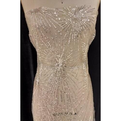 Ivory French Lace Fabric 135cm Width Dress Lace Fabric Bridal Lace Fabric Sequins Lace Fabric Sell By 1 Yard