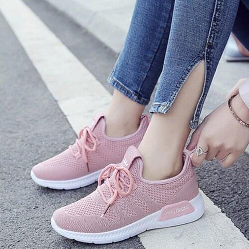 Women Casual Shoes 2019 Fashion Lace-Up Lightweight Breather Mesh Shoes Woman Tenis Feminino Women Casual Shoes Vulcanized Shoes