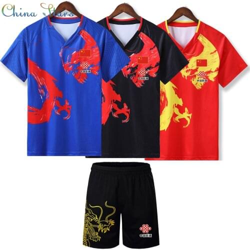 Men/Women CHINA Dragon table tennis Shirt Shorts ,Chinese ping pong T Shirt,table tennis Jersey Kit Sport Clothes uniforms 225