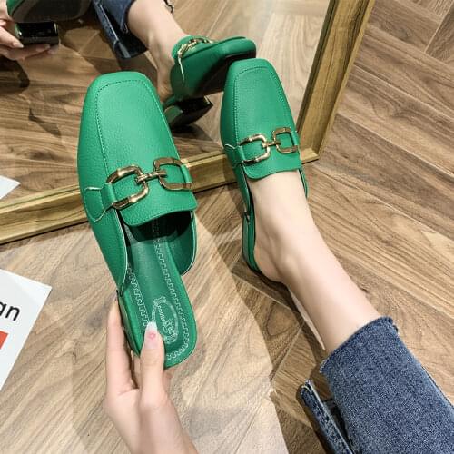 2021 Spring Summer Women Mules Shoes Brand Slippers Fashion Round Toe Bowknot Baotou Straw Plaited Article Fisherman Slippers