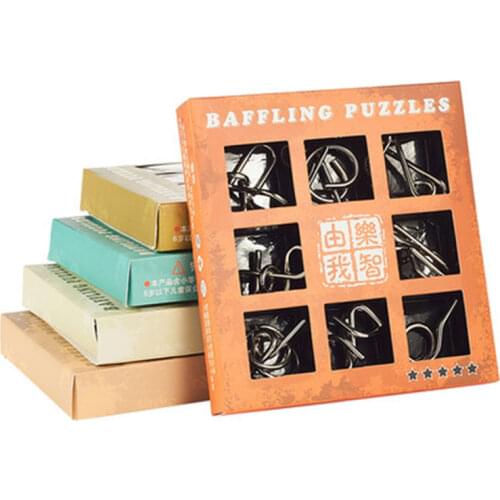9Pcs Set Puzzle Wire Materials Metal Mind Brain Teaser Puzzles for Children Anti-Stress Early Educational Toys