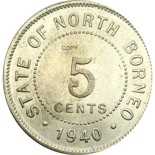 New Products Malaysia 1940 5 Cents State Of North Borneo Brass Nickel Plated Copy Coins Can Accept Custom