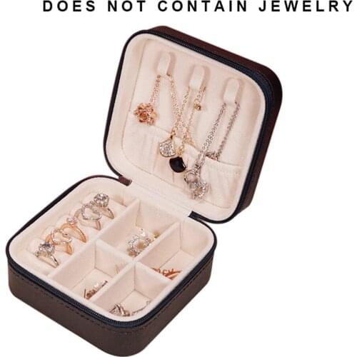 LVPAI PU Leather Jewelry Organizer Boxes Portable Travel Jewelry Case Earring Necklace Ring Holder Zipper Small Jewelry Case