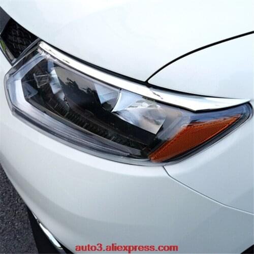Fit For Nissan X-Trail T32 Rogue 2014 2015 2016 ABS Chrome Headlight Lid Eyebrow Cover Trim Front head Lights Trim 2pcs/set