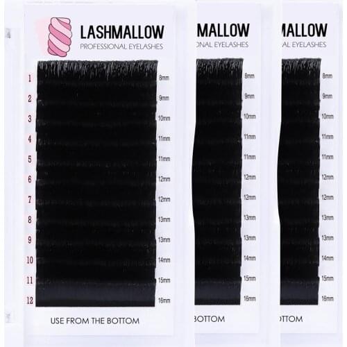 Easy Fanning Eyelash Extension 12 Lines Mix Length 8-16mm Soft Russian Volume Auto Blooming Matte Black Professional Eyelashes