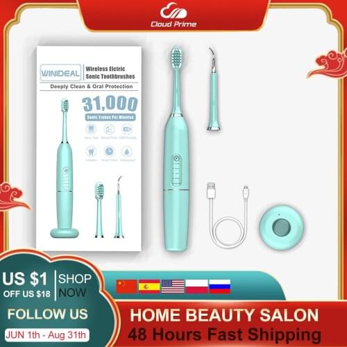 2 in 1 Touch Electric Portable Sonic Dental Scaler Electric Toothbrush Tooth Calculus Remover Tooth Stains Tartar Cleaner Whiten