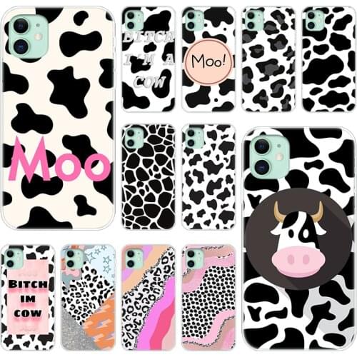 Cute cow pattern Silicone Phone Case for Apple iPhone 12 Mini 11 Pro XS Max X XR 6 6S 7 8 Plus 5 5S SE 2020 luxury Soft Cover