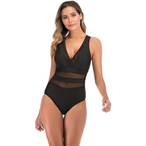One-piece waist perspective design black swimsuit sexy covering slim bikini useful wading sports beachman plus size swimwear