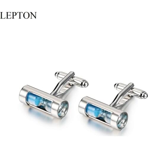 Lepton Hourglass Cufflinks Sand Clock Glass Timer Sandglass Cuff Links simple and stylish hourglass Mens shirts Cuffs cufflink