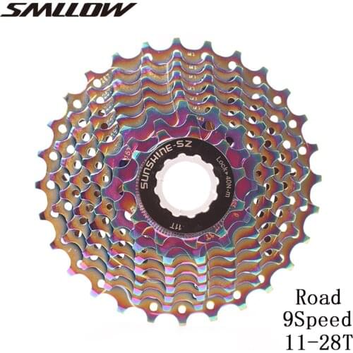 SUNSHINE-SZ COLORFUL Road Bike 9 Speed 11-28T Bicycle Cassette Gravel Bike Freewheel 27s Flywheel Sprocket
