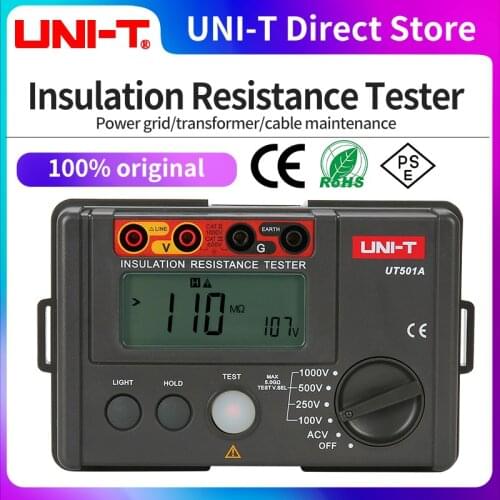 UNI-T UT501A insulation resistance tester 2000 count LCD display overload indicator backlight AC voltage measurement