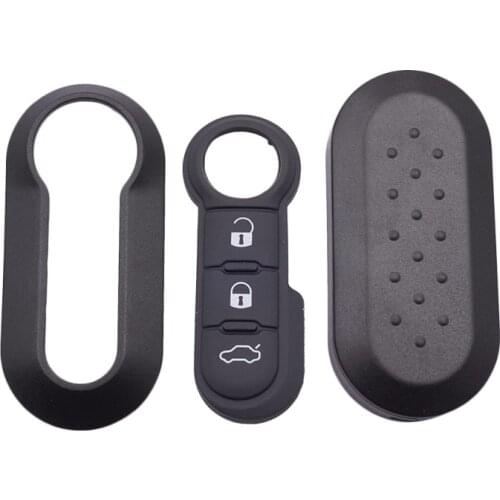 Xinyuexin Remote Flip Car Key Shell for Fiat 500 Panda Punto Bravo Key Cover Case Plastic Replacement Shell with Rubber Key Pad