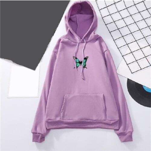 Winter Butterfly Print Women Hoodies Harajuku Sweatshirt For Women Aesthetic Art Oversized Hoodie Girls Clothes Streetwear
