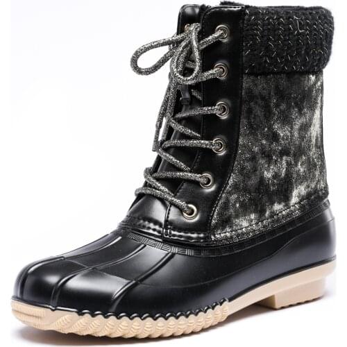459-1200 TONGPU Womens Lace-Up Snow Boots Thermal Plush Lining Winter Duck Boots