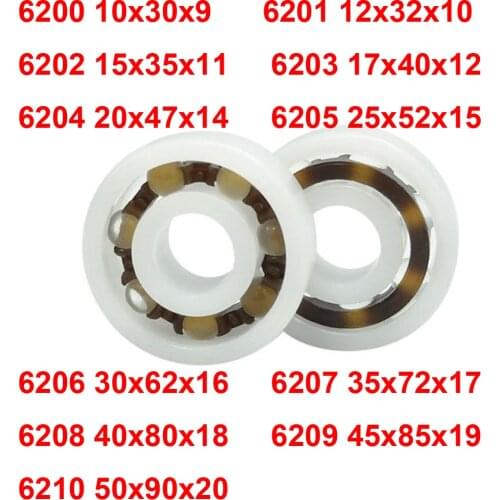 1PC POM Plastic Bearing Corrosion Resistant Insulation 6200 6201 6202 6203 6204 6205 6206 6207 6208 6209 6210 25x52x15MM