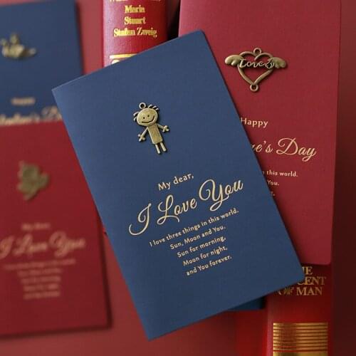 10pcs/lot Oath Card Valentines Day metal handmade high grade greeting card heart card thank you card gilded mothers Day card