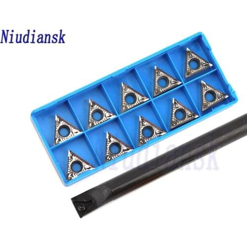 10pcs TCMT16T3 Carbide Inserts + S16Q-STFCR16 S20R-STFCR16 S25S-STFCR16 Inner Hole Turning Tool Holder STFCL CNC Lathe Tools Set