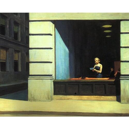 100% handmade Oil Painting reproduction on linen canvas, New York Office by Edward Hopper,Free Shipping,High Quality