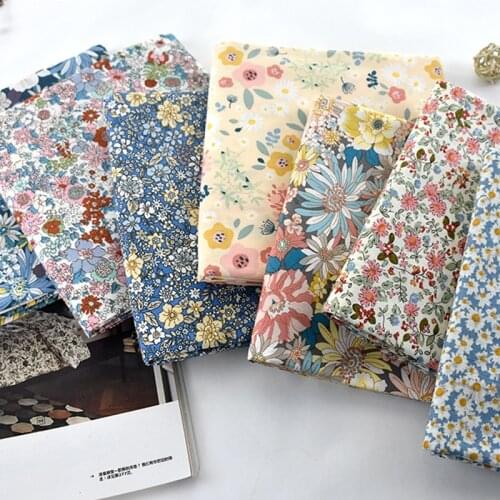 150cmx50cm/pcs Summer new product pure cotton poplin pastoral style small fresh floral fabric shirt dress cheongsam baby shirt