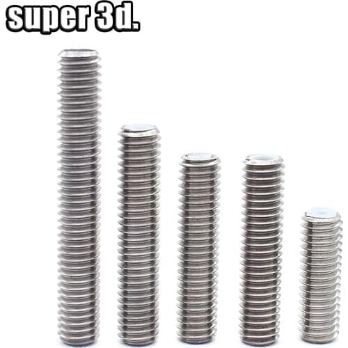 5pcs 3D Printer M6 18/26/30/40mm MK8 heat break Throat Stainless Steel For 1.75mm & 3.00 Extruless Steel With PTFE Tube