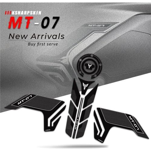 3D decoration Motorcycle Fuel Tank Cap Sticker fuel Tank decal Traction Side Pad Gas Fuel Knee Decal For YAMAHA MT-07 mt07 18-20