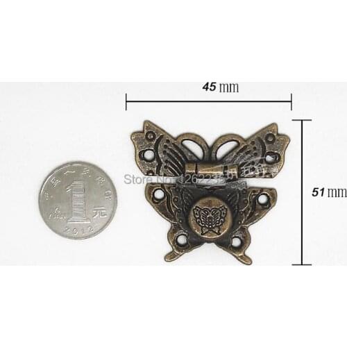 45 * 51mm Wood butterfly buckle Zinc alloy lock Gift Jewelry Box Button Wholesale