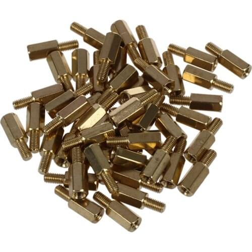 50 Pcs Brass Screw Thread PCB Stand-off Spacer M3 Male x M3 Female 6mm
