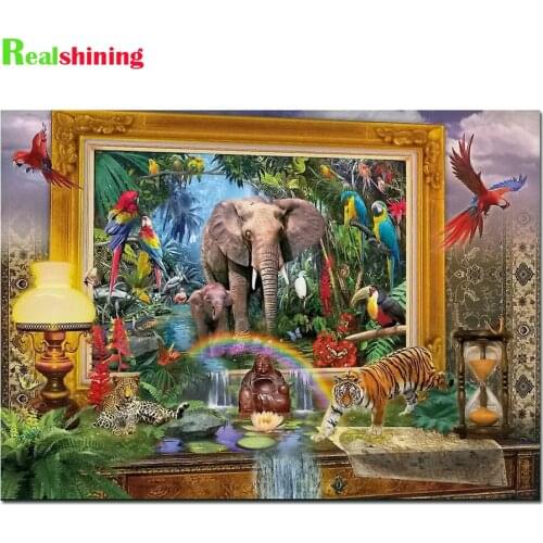 5d Diamond Painting Full Square round drill Animal Diamond Embroidery jungle coming Elephant Decorations For Home N1954