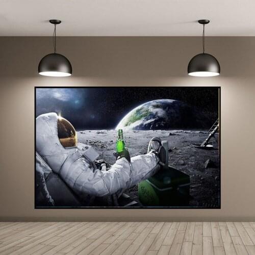 5D Full diamond painting Beers Outer Space Earth Astronauts Relaxing Diamond embroidery on the photo diamond mosaic home decor