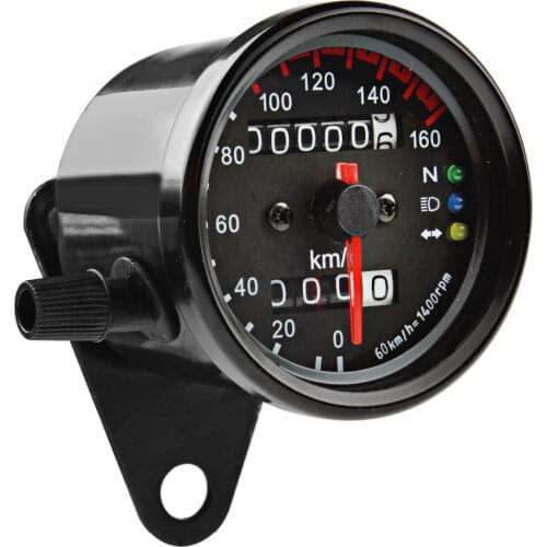 Motorcycle Accessories Cafe Racer Speedometer Odometer Gauge LED backlight 0-160KM/H Instrument with LED Indicator Speedo meter